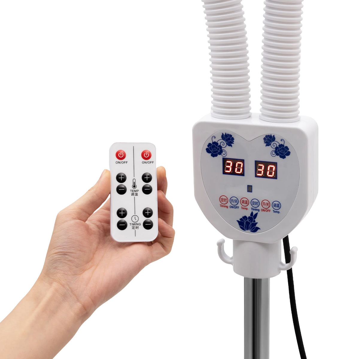 Red Light Therapy LED Electric Infrared Baking Lamp 275W Double-head 360° Adjustable Temperature Heat Lamp Remote Control With Rotating Pulley Base