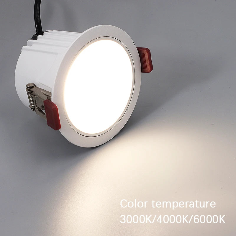 Anti-Glare Recessed LED Spotlight - 7W 12W Matte Black & White Downlight