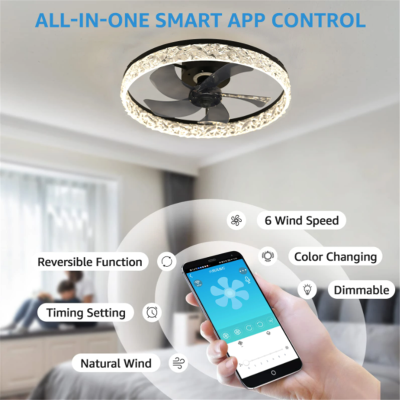 Modern Ceiling Fan With Led Lights Gold/White/Black Lamps Shades Chandelier Fan For Bedroom Room Kitchen Exhaust Fan
