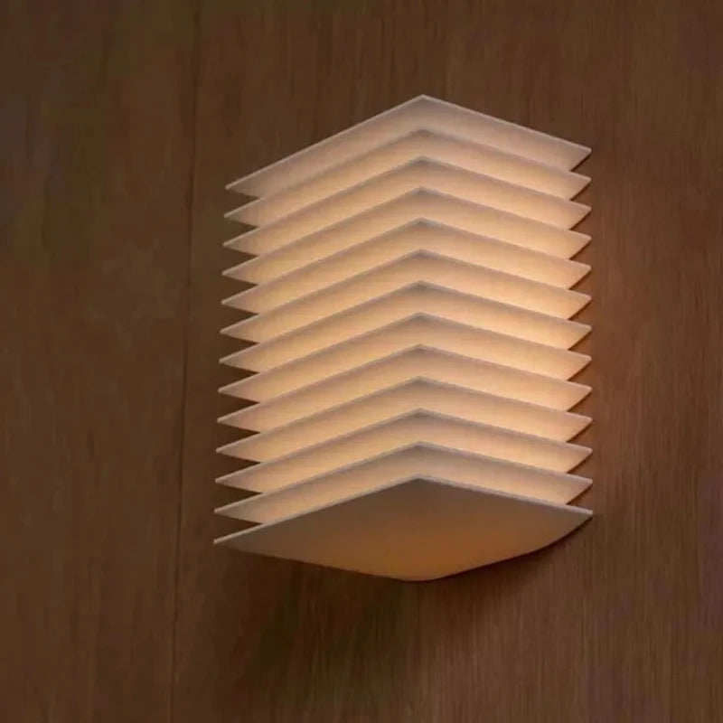 Japanese retro wall lamp square bedroom Wabi Sabi Style wall light louvered living room staircase Corridor decor Indoor Lighting