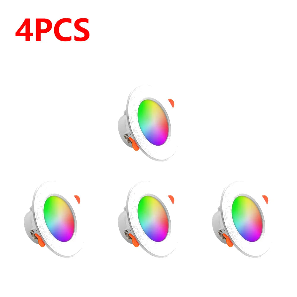 1-10pcs Tuya Bluetooth Smart LED Downlight Full RGB Color Dimming 3 Inch Tuya Bluetooth Control Tuya Downlight 10W 85-265v