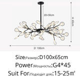 Branch Shape Firefly Ceiling Chandelier for House Baby Kid  Living Room Bedroom Decor G4 Led Lighting Indoor Hanging Lamp