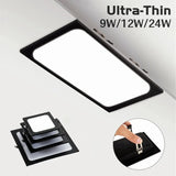 Ultra-Thin Square LED Recessed Downlight - 9W 12W 24W Ceiling Grille Panel