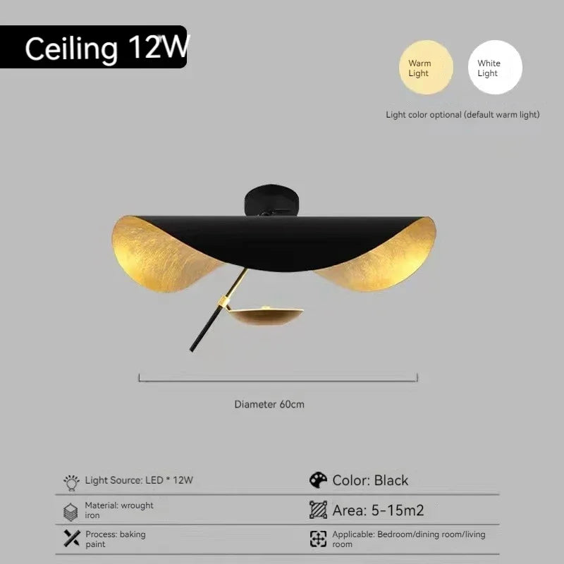 Modern Curved Chandeliers Living Room Restaurant French Hat Art Design Indoor Pendant Lights Home Decoration Eye Protection LED