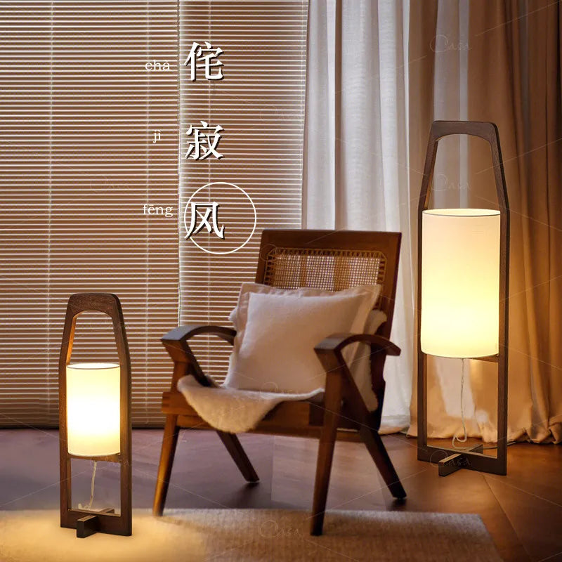  Retro Solid Wood Floor Lamp Simple Creative Lighting Fixtures Living Room Homestay Bedroom Study Vertical Floor Lamp
