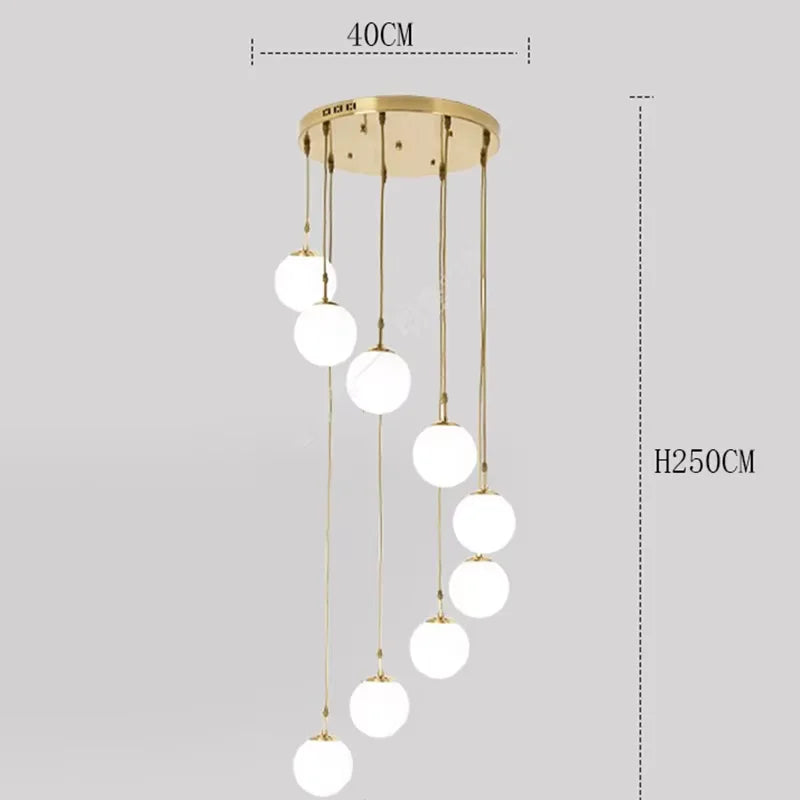 2026 Nordic White Ball Chandelier Lights Modern Led Long-Line Minimalist Lamp Living Room Villa Hotel Spiral Staircase Decor Lam