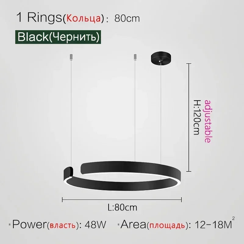 Nordic Designer Round LED Pendant Light - Modern Chandelier for Dining Room