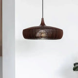Rustic Wooden Round Pendant Light Chandelier - Modern Farmhouse Ceiling Hanging Lamp Fixture for Dining Table, Living Room & Restaurant Decor