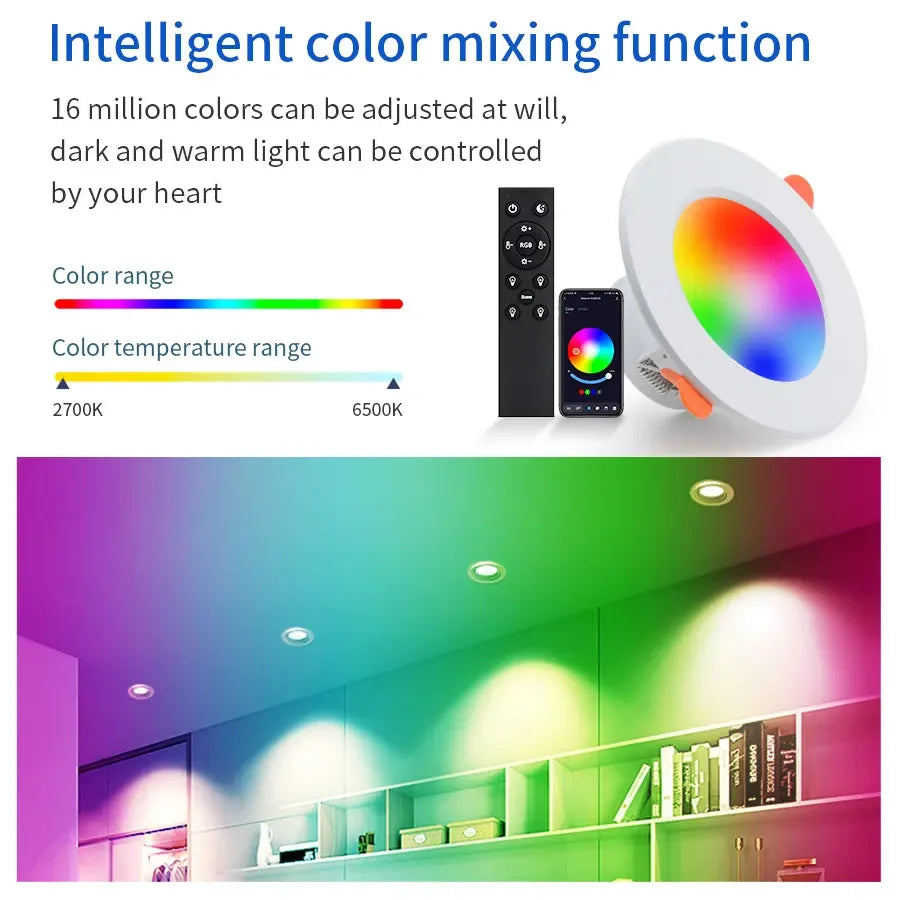 Tuya Bluetooth Smart LED Downlight 10W Smart Life APP LED Lamp Bulb Dimmable RGB RF 2.4G Remote Group Control Led Spot Lights