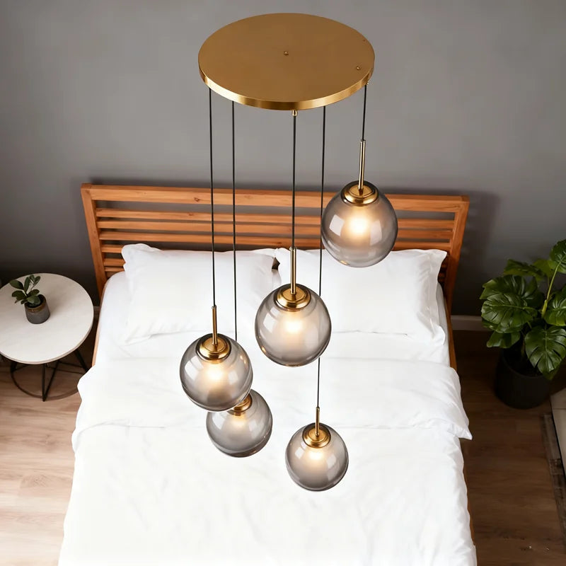 Italian Designer LED Glass Ball Chandelier Ceiling Light for Dining Room Living Room Bedroom - Home Decorative Lighting