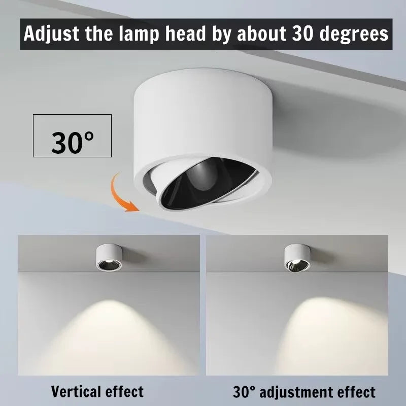 Adjustable Angle ultra-thin round downlight anti-glare household ceiling light LED spot light living room bedroom lighting5W7W9W