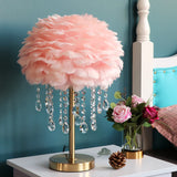 Nordic Feather Crystal Table Lamp Bedroom Ins Girl Warm Bedside Lamp Creative Luxury Romantic Feather Lamp
