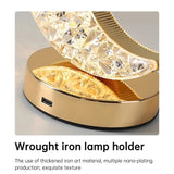 3D Moon Crystal Table Lamp - Touch Dimming USB Rechargeable Night Light for Bedroom, Girls Room Aesthetic Decor
