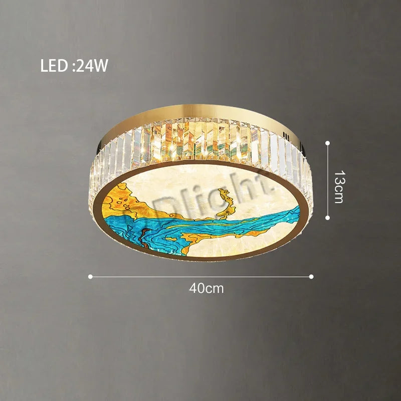 2025 Modern New Enamel Color Chandiler Lustre Crystal Glass Ceiling Light Luxury LED Ring Villa Decor Bedroom Living Dining Room