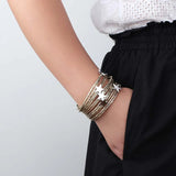 ALLYES Boho Glitter Filled Slim Strips Leather Bracelet for Women Fashion Cute Stars Multilayer Wrap Bracelets Charm Jewelry