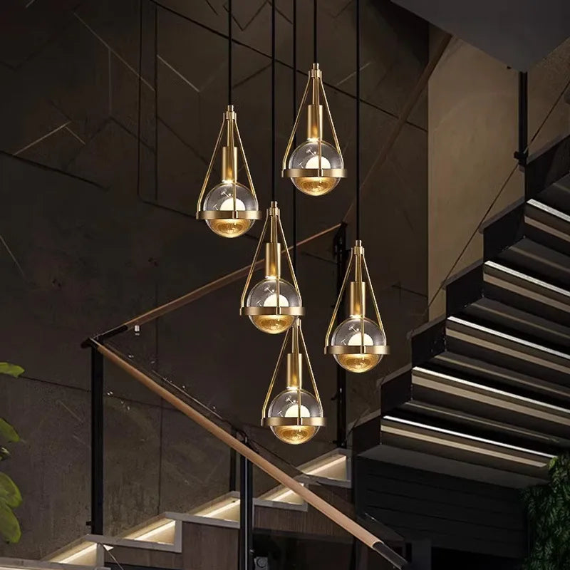 Modern Luxury Copper Crystal Pendant Lights Restaurant Bar Dining Room Bedroom Bedside LED Hanging Lamp Home Lighting Luminaire