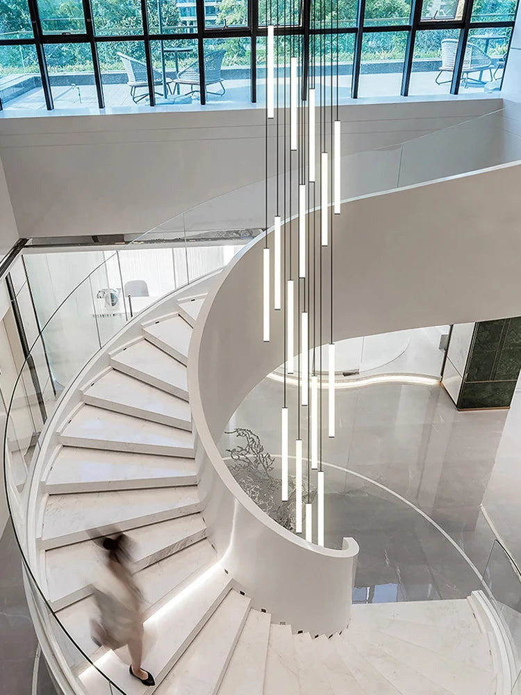 Minimalist Chandelier LED Stair Strip Lamp Duplex Building Interior Lighting Lamps Modern Dining Table Living Room Pendant Light