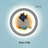 Mediterranean Style Wall Lamp Rudder Boy Children Room Anchor Decoration Bedside Light 27W LED Acrylic Wood Cartoon Sconce Light