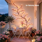 Cherry Willow Vine Lights for Kawaii Room Decor, 72LEDS Pink Cherry Blossom Tree Branch Lights for Wall, Remote Timer, 8 Modes, Bedroom Doors Wedding Christmas Decor, USB