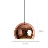 Rose Gold Electroplating Mirror Globe Pendant Lamp - E27 Glass Ball Light