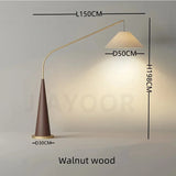 Modern Walnut Fishing LED Floor Lamp - Creative Minimalist Arc Standing Light Fixture for Living Room, Bedroom Bedside & Study