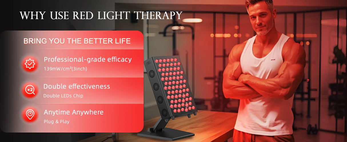 New Red Desktop LED Beauty Lamp with Infrared Therapy Home Use Beauty Equipment LED Therapy Panel