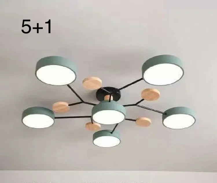 Nordic Macaron Ceiling Light - Modern Log & Metal Lamp for Living Room