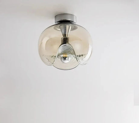 Nordic Vintage Water Wave Pattern Glass Pendant Lamp Bedside Store Restaurant Balcony Ceiling Installation Lighting Fixtures