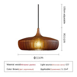 Rustic Wooden Round Pendant Light Chandelier - Modern Farmhouse Ceiling Hanging Lamp Fixture for Dining Table, Living Room & Restaurant Decor