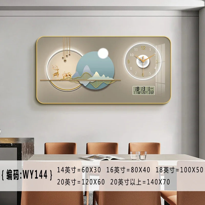 Nordic elk wall clock living room Creative fashion perpetual calendar electronic clock wall atmosphere dining room decoration