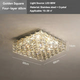 Luxury Modern Crystal Ceiling Light Chandelier - Flush Mount Ceiling Lamp Fixture for Living Room, Master Bedroom & Home Decor
