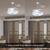 Ridgeyard Modern 42&quot; Ceiling Fan Light Lamp LED Chandelier Changeable Color With Bluetooth Speaker Remote Control