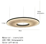 Modern Fabric Pendant Light Designer Iris Pendant Lights for Living Room Hotel Lobby Restaurant Decor LED White Round Chandelier