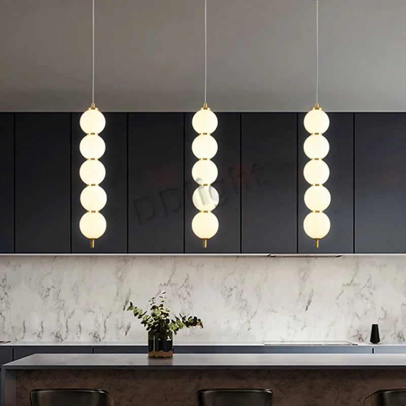 2025 Modern Magic Bean LED Ceiling Chandeliers All Copper White Ball Lustres Hanging Lights Home Decor Suspension Light Fixtures