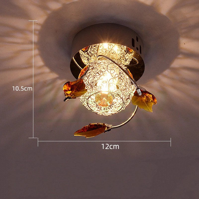 Modern Crystal LED Ceiling Lamp Bedroom Living Room Dining Room Study Iron Art Ceiling Lights Room Decors Maple Leaf Ceiling Lamp