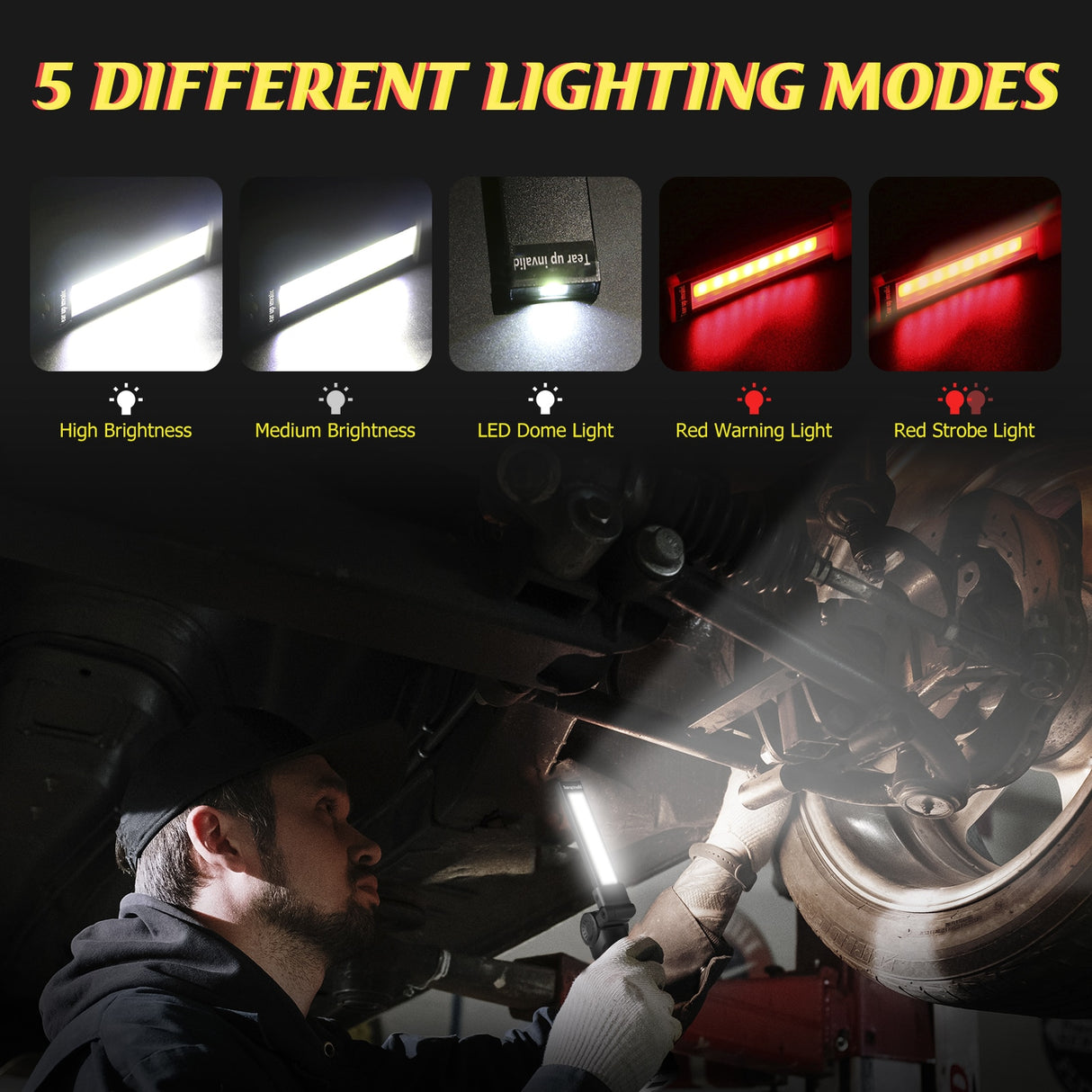 2PCS COB Working Light Outdoor Camping Flashlight Waterproof Torch Built-in Battery LED Lantern Linternas with Magnet Hook Lamp