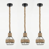 Industrial Loft Hemp Rope Chandelier - Vintage Dining Room Pendant Lamp