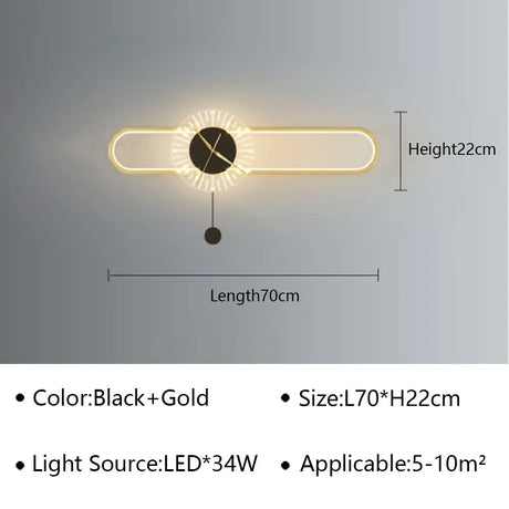 Modern LED Wall Lamp Clock Sconce for Bedroom Bedside Living Dining Room Aisle Porch Corridor Home Decors Lighting Fixture Luster