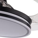Modern Black LED Ceiling Fan Light with Remote Control 4 Clear Blades for Bedroom Living Room