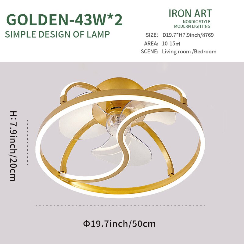 Modern simple LED Ceiling Fan Lamp with remote control Dining Room Bedroom Lamp Silent ceiling Fan light fixture Indoor lighting