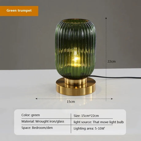 Retro Glass Table Lamp Pumpkin Ball Desk Light For Restaurant Study Living Room Bedside Hotel Villa Home Decors Luster's Lamp
