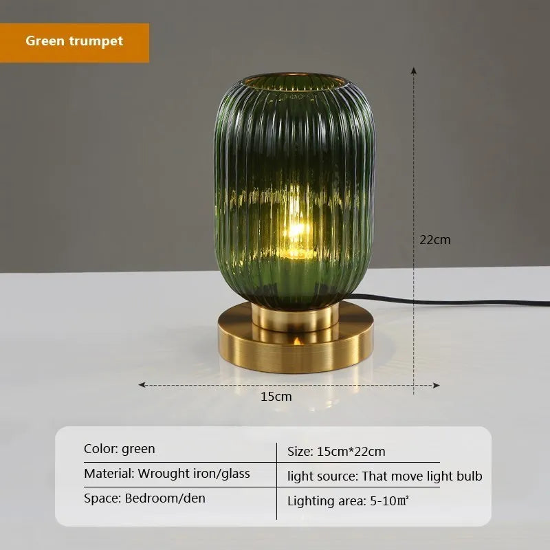Retro Glass Table Lamp Pumpkin Ball Desk Light For Restaurant Study Living Room Bedside Hotel Villa Home Decors Luster&#39;s Lamp