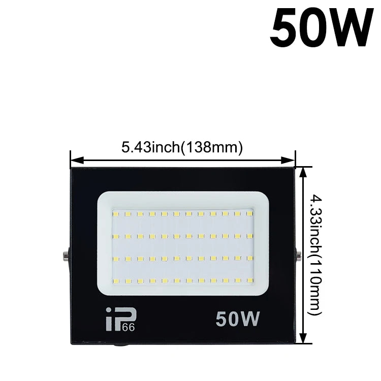 LED Flood Light Outdoor Spotlight (10W–100W) 220V - 6500K Daylight IP66 Waterproof Wall Lamp for Garage, Gym & Street