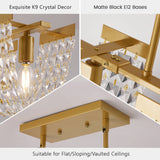 5-Light Luxury Gold Chandeliers for Living Room K9 Crystal Chandelier Fixture LED Lighting Decor for Bedroom Kitchen Island