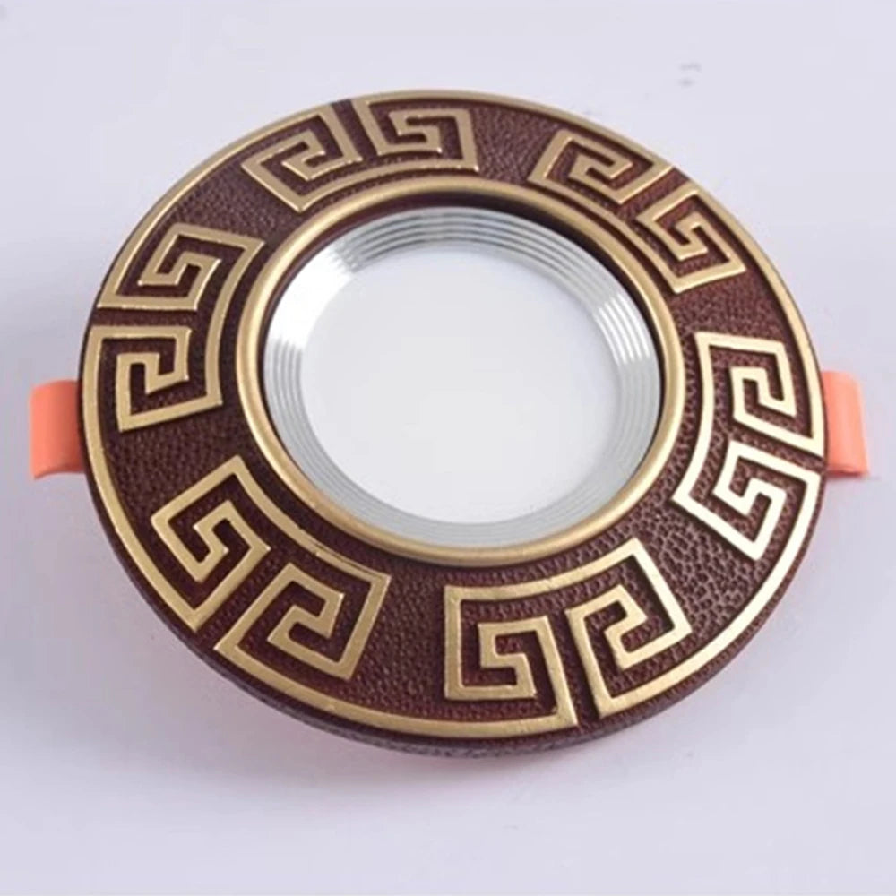 Retro Country Resin LED Recessed Downlight (3W 5W 7W, 220V) - Vintage Ceiling Spotlight Fixture (Fits 7.5–9cm Cutout) for Foyer, Bedroom & Hotel Loft Decor