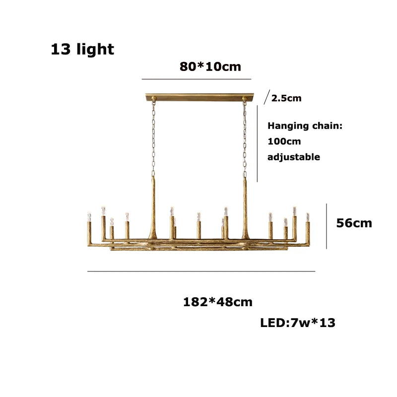 Retro American Old Tree Of 18th Century Copper Crystal LED Chandelier Lustre Suspension Luminaire Lampen For Living Room