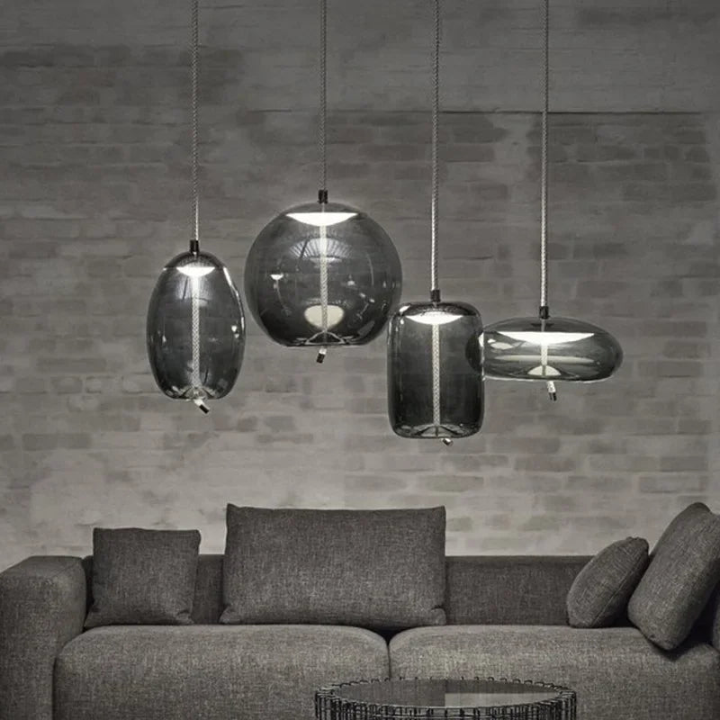 Modern Minimalist Glass LED Chandelier - Creative Pendant for Living & Kitchen