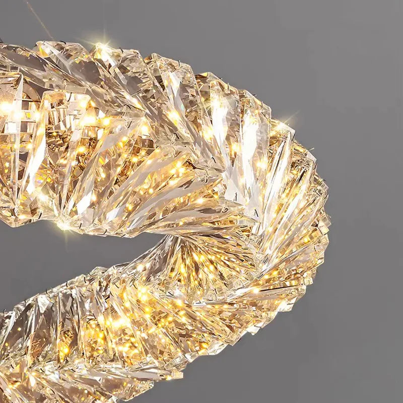 Modern Luxury K9 Crystal Led Dimmable Pendant Lights Living Dining  Room Ring Hanging Lamp Lustre Led Suspend Lamp Decor Fixture