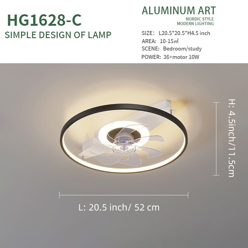 Nordic LED Ceiling Lights with Fan Remote Control for Bedroom Decor Ventilador Living Room Ceiling Fan Lighting