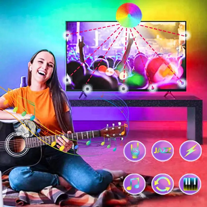 Music String Lights Adjustable Remote Control String Lights With Musical LED String Lights For Indoor Outdoor Neon Rope Lights